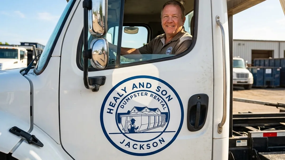 James Healy and the Healy and Son Dumpster Rental Jackson crew at the Jackson yard