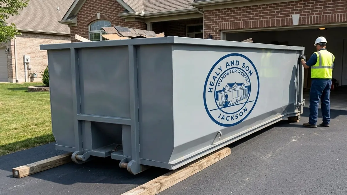 Roll-off dumpster rental in Terry, MS delivered by Healy and Son Dumpster Rental Jackson